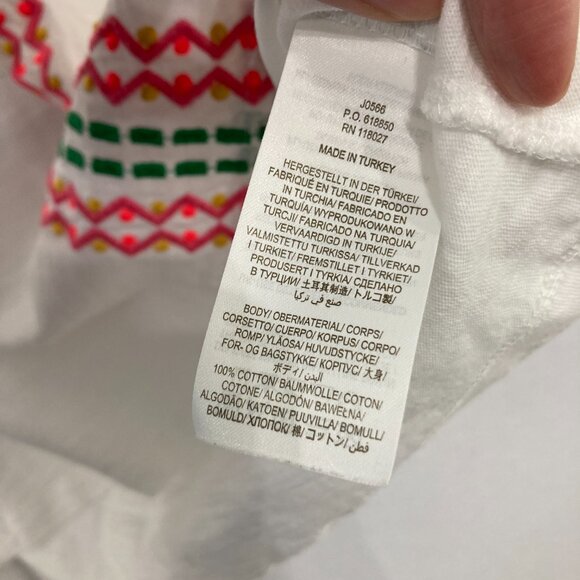 Boden size 10 White Slub Cotton Stretch Embroidered Boho Pullover Blouse - Picture 7 of 9